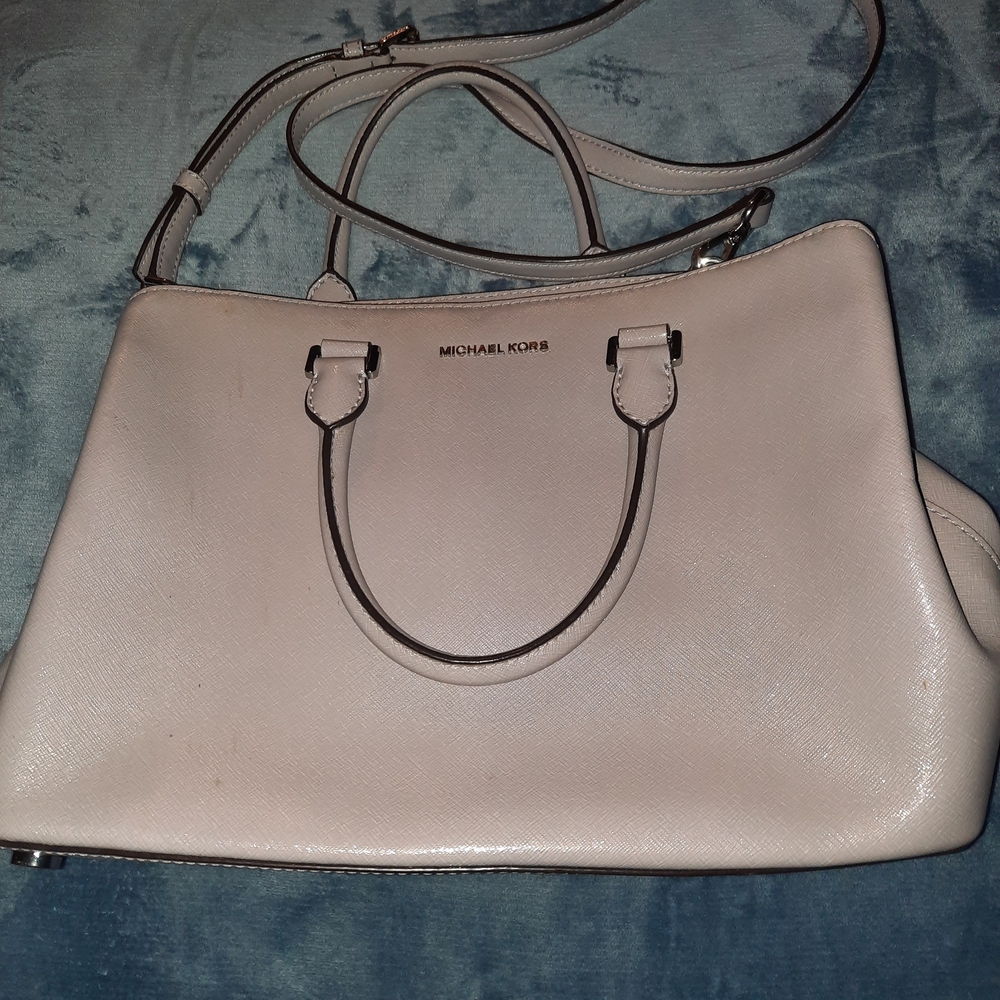 Michael Kors Women's Leather Satchel Handbag - Beige/Gray
